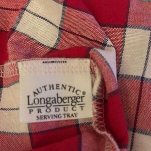 Longaberger Red and White Plaid Fabric serving tray liner